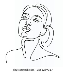 Woman Face One Line Single  continuous Line Art