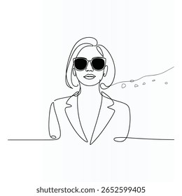 Woman Face One Line Single  continuous Line Art