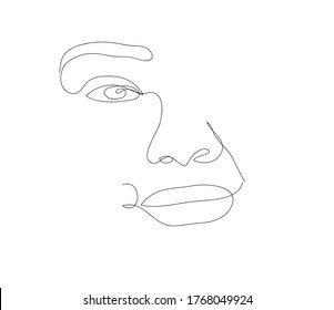 woman face one line vector design. 