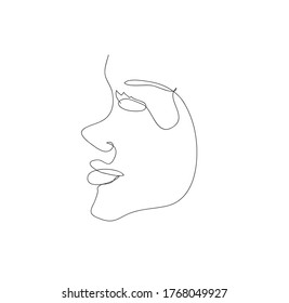 woman face one line vector design. 