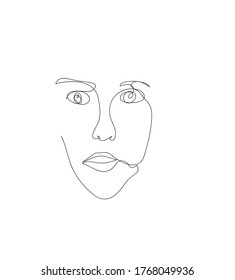 woman face one line vector design. 