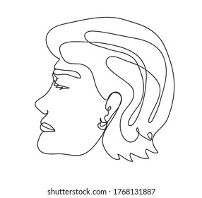 Frau hat eine Linie Vektor Design. Zeichnung.