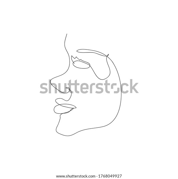 Woman Face One Line Vector Design Stock Vector (Royalty Free ...