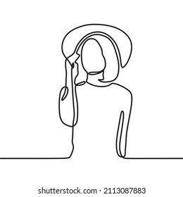 woman face online continuous drawing single line art