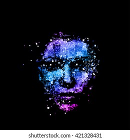 Woman Face Polygon Light Cover Poster Party Disco Easy All Editable