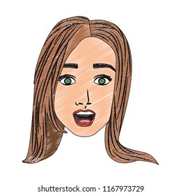 Woman face pop art cartoon scribble