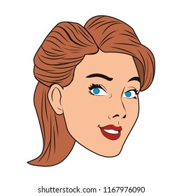 Woman face pop art cartoon