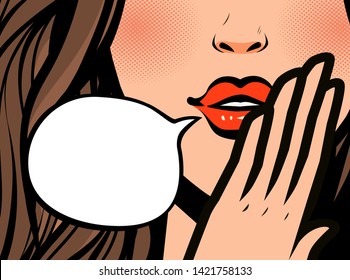 Woman face in pop art style. Vector illustration