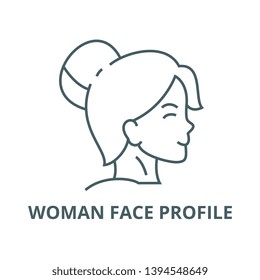 Woman face profile vector line icon, linear concept, outline sign, symbol