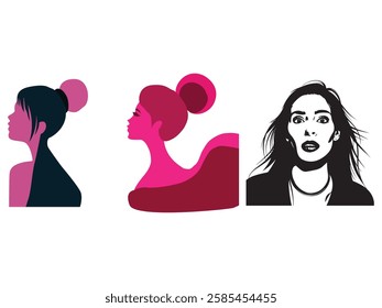 Woman Face Profile vetor Illustrations