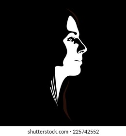 Woman face profile view in low key style  Easy editable layered vector illustration 