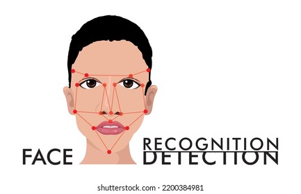 Woman face recognition and detection icon, identity system recognize. Security digital scanner verification and identification. Biometric human analysis vector symbol. Accurate facial recognition.