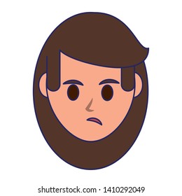 Woman face sad cartoon character isolated vector illustration graphic design