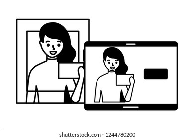 woman face scan process gadget