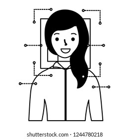 woman face scan process gadget