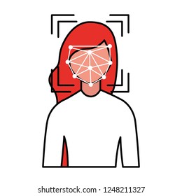 woman face scan process gadget