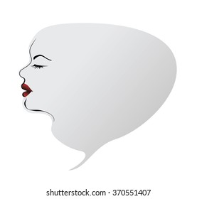 woman face as seech bubble thinking conception