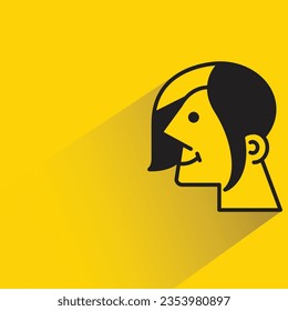 woman face with shadow on yellow background