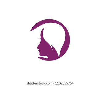 Woman face silhouette character illustration logo icon