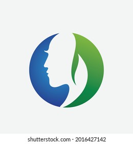 Woman face silhouette character illustration logo icon vector