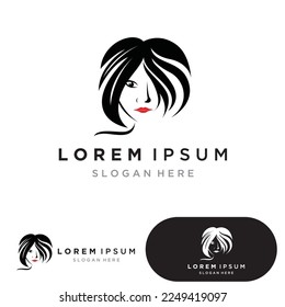 Woman face silhouette character illustration logo icon vector