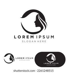 Woman face silhouette character illustration logo icon vector