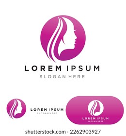 Woman face silhouette character illustration logo icon vector
