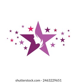 Woman face silhouette character illustration logo icon vector