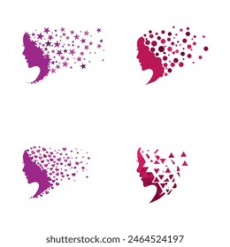 Woman face silhouette character illustration logo icon vector