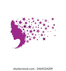 Woman face silhouette character illustration logo icon vector