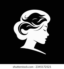 A woman face silhouette with elegant and minimal design. Perfect for logos, icons, and designs related to beauty, fashion, and cosmetics.