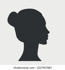 Woman face silhouette.  Female avatar icon. Vector illustration