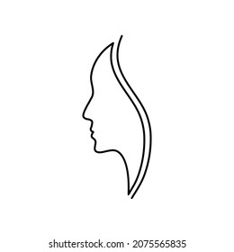 Woman face silhouette  icon, woman vector icon 