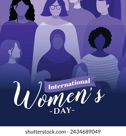 Woman face silhouette in profile with group of multicultural and multiethnic women faces inside.Concept of racial equality anti-racism and a woman who gives voice to other women social media