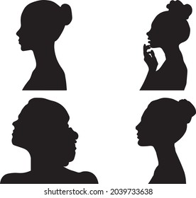 Woman Face Silhouette, Side Female, Side Girl, Vector, Profile, Partrait