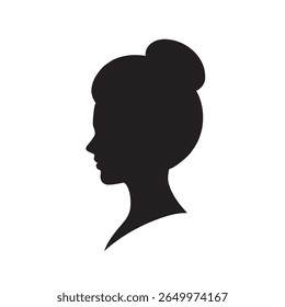 Woman Face Silhouette with Stylish Hairstyle, Profile of a beautiful young woman