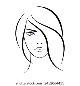 Woman face silhouette. Vector drawing on a white background.
