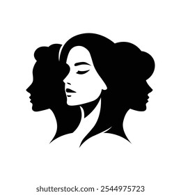 Woman face silhouette vector illustration. Girl with a ponytail vector. Female head side view