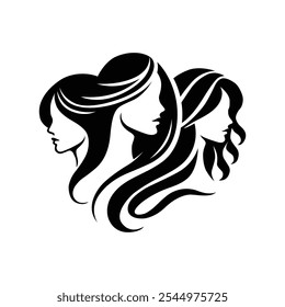 Woman face silhouette vector illustration. Girl with a ponytail vector. Female head side view