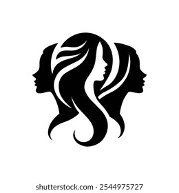 Woman face silhouette vector illustration. Girl with a ponytail vector. Female head side view