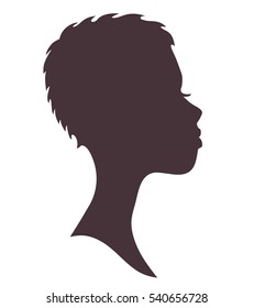 Woman face silhouette. Young african girl with short hair and modern hairstyle