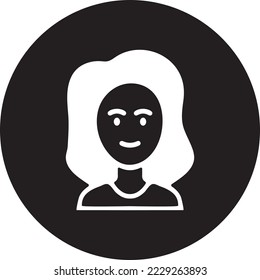 Woman face simple icon. Black vector graphics.