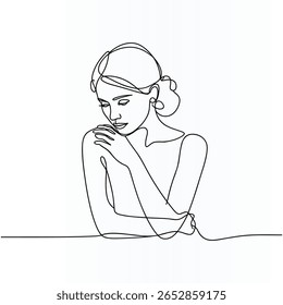 Dibujo de arte de línea continua de cara de mujer
