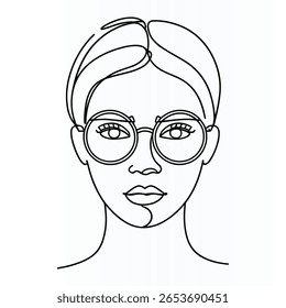 Dibujo de arte de línea continua de cara de mujer