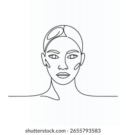 Desenho de arte de linha contínua de rosto de mulher