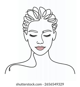 Dibujo de arte de línea continua de cara de mujer