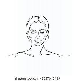Dibujo de arte de línea continua de cara de mujer