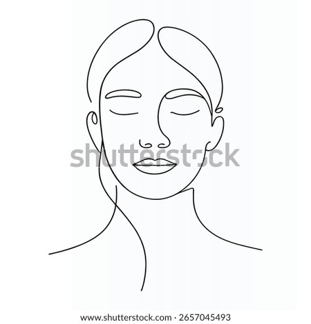 Woman Face Single  continuous Line Art Drawing