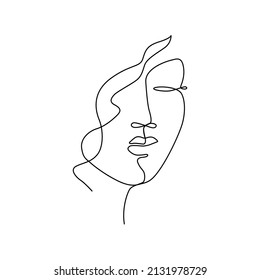 Woman Face Single Line Art Stock Vector (Royalty Free) 2131978729 ...