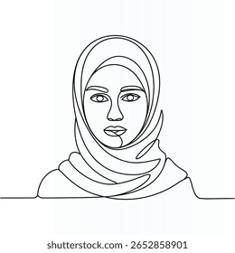 woman Face Single Line Art with  continuous Motion